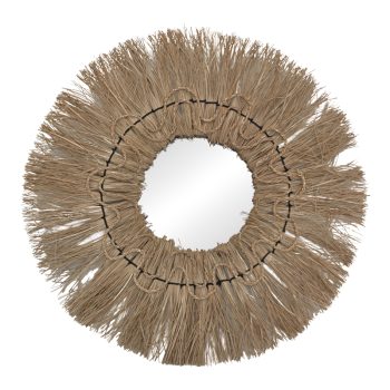 Καθρέπτης Apler Inart mendong σε φυσική απόχρωση Φ60x6εκ 337-000040