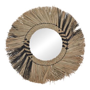 Καθρέπτης Cielro Inart mendong σε φυσική απόχρωση Φ42x6εκ 337-000041