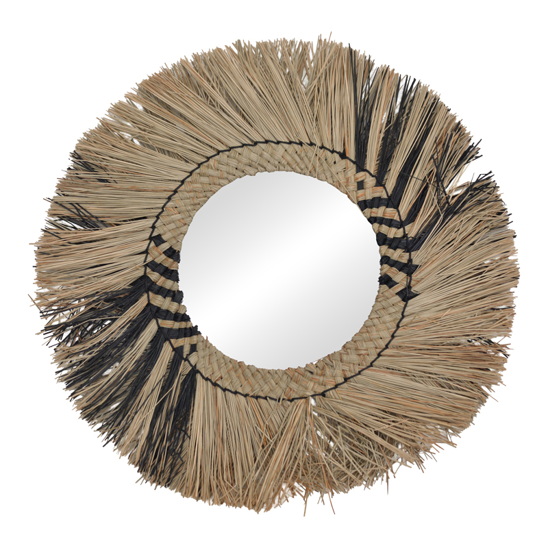 Καθρέπτης Cielro Inart mendong σε φυσική απόχρωση Φ42x6εκ 337-000041