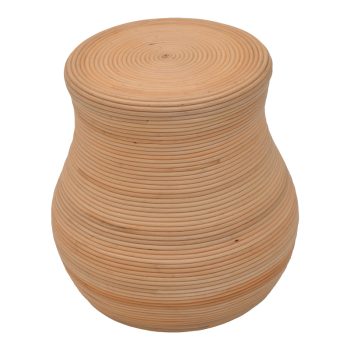 Alternative view of Σκαμπό Bulaten Inart rattan σε φυσική απόχρωση Φ45x45εκ
