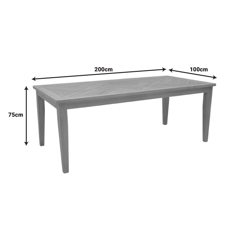 Τραπέζι Mady teak ξύλο σε φυσική απόχρωση 200x100x75εκ - Image 6