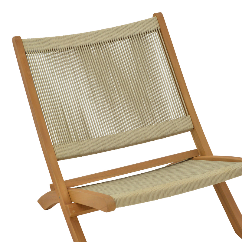 Πολυθρόνα Seeal πτυσσόμενη teak ξύλο και pe σχοινί σε φυσκή απόχρωση 61x76x72εκ - Image 5