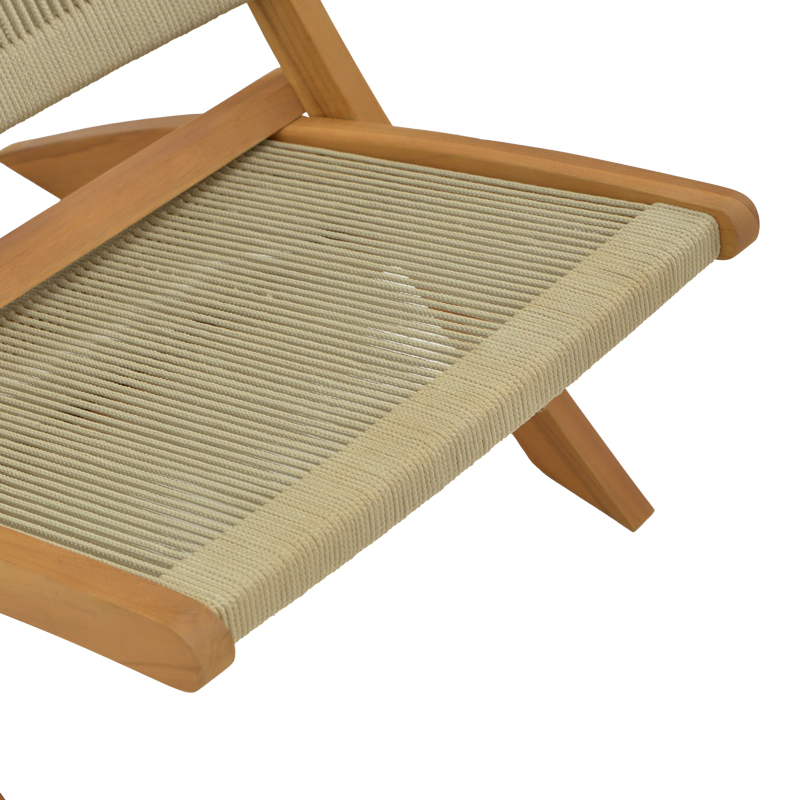 Πολυθρόνα Seeal πτυσσόμενη teak ξύλο και pe σχοινί σε φυσκή απόχρωση 61x76x72εκ - Image 6