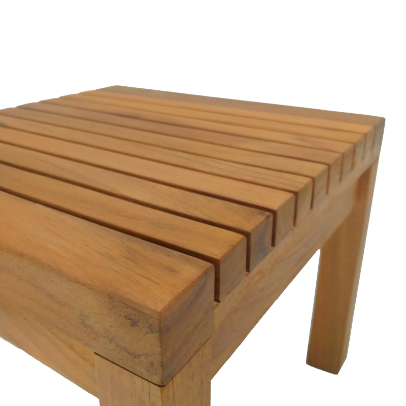 Τραπεζάκι ξαπλώστρας Poly teak ξύλο σε φυσική απόχρωση 35x35x30εκ - Image 4