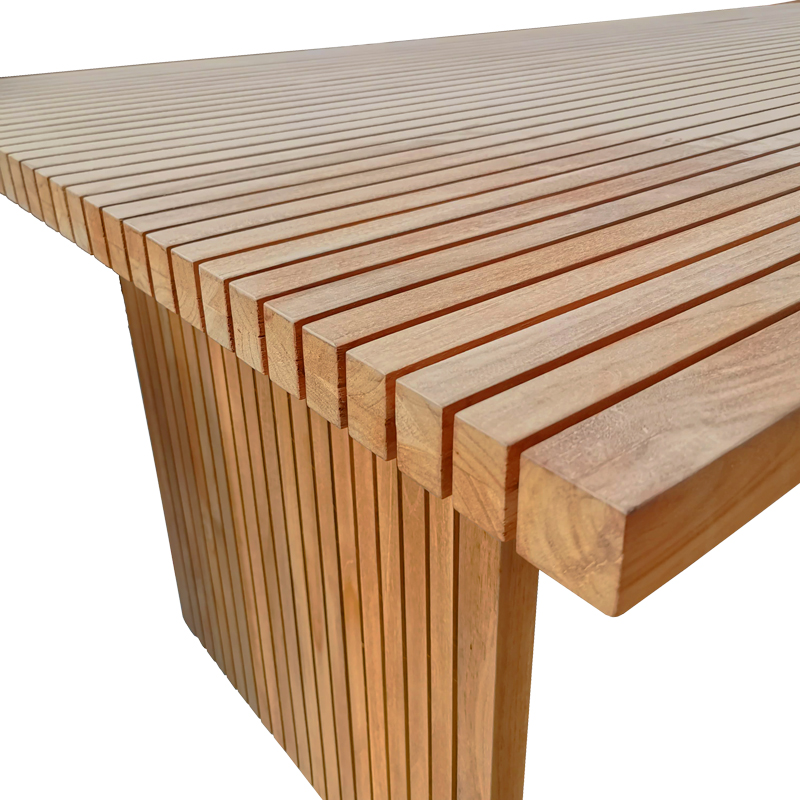 Τραπέζι Zibra teak ξύλο σε φυσική απόχρωση 220x100x75εκ - Image 4