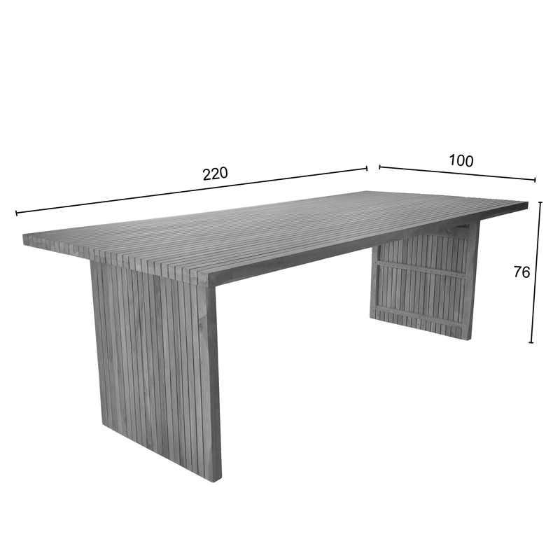 Τραπέζι Zibra teak ξύλο σε φυσική απόχρωση 220x100x75εκ - Image 6