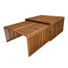 Τραπέζι Tinnie pakoworld σετ 2τεμ teak ξύλο σε φυσική απόχρωση 343-000028