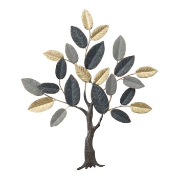 Διακοσμητικό τοίχου Oliver Inart μέταλλο σε χρυσή-μαύρη-γκρι απόχρωση 71.5x84.5x4εκ 345-000014