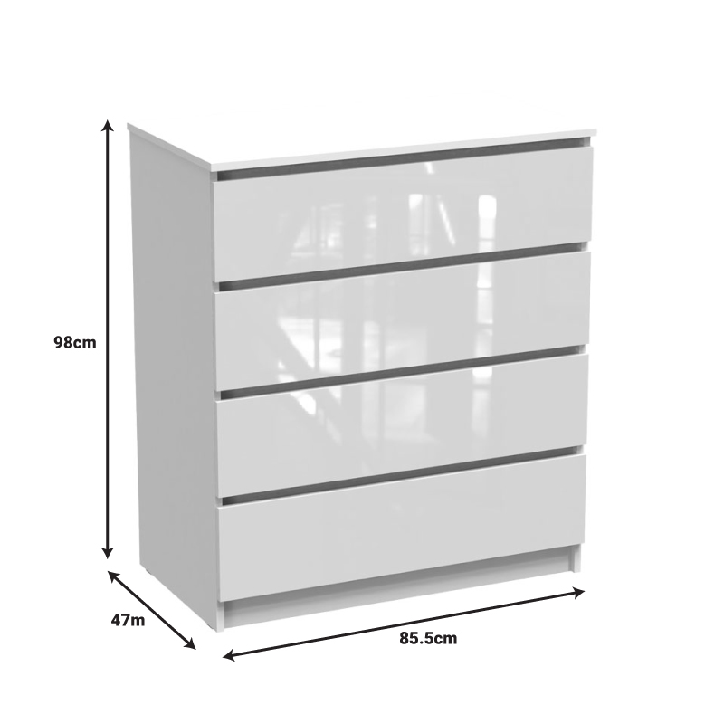 Συρταριέρα Dicama mdf σε λευκη glossy απόχρωση 90x47x101εκ - Image 4