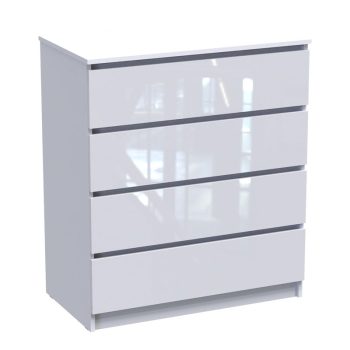 Συρταριέρα Dicama pakoworld mdf-μελαμίνη σε λευκη glossy απόχρωση 85.5x47x98εκ 361-000046