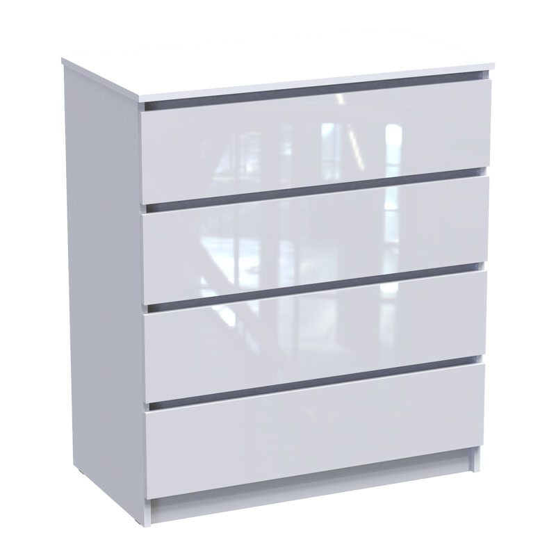 Συρταριέρα Dicama pakoworld mdf-μελαμίνη σε λευκη glossy απόχρωση 85.5x47x98εκ 361-000046