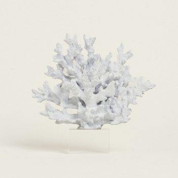 Beauty Home ΚΟΡΑΛΙ ΛΕΥΚΟ  ΜΕ ΒΑΣΗ PLEXI GLASS 24 x 24 cm
