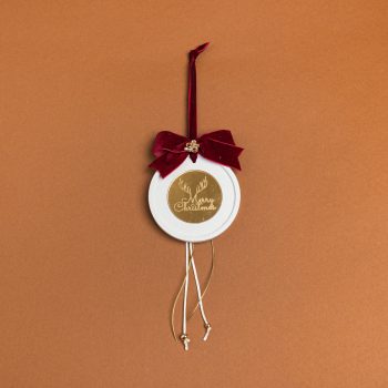 Beauty Home ΚΡΕΜΑΣΤΟ ΣΤΡΟΓΓΥΛΟ ΚΕΡΑΜΙΚΟ ME PLEXI MERRY CHRISTMAS ΜΠΟΡΝΤΩ