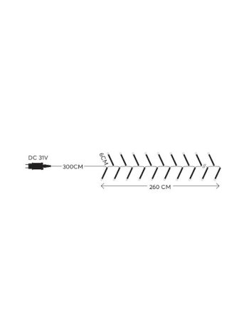 CLUSTER 2,6m, 288 LED 3mm, 31V ΜΕΤΑΣΧΗΜΑΤΙΣΤΗ, 8 ΠΡΟΓΡΑΜΜΑΤΑ & ΜΝΗΜΗ, ΠΡΑΣΙΝΟ PVC ΚΑΛΩΔΙΟ, ΘΕΡΜΟ ΛΕΥΚΟ LED, ΠΡΟΕΚΤΑΣΗ ΠΑΡΟΧΗΣ 3m, IP44 1
