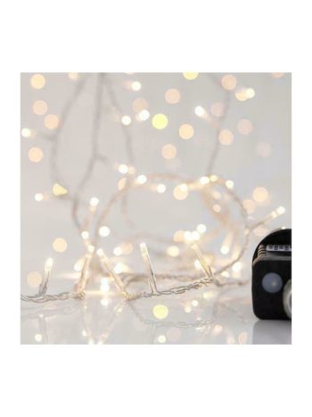 ΣΕΙΡΑ, 140 LED 3MM, 8 ΠΡΟΓΡΑΜΜΑΤΑ ΔΙΑΦΑΝΟ ΚΑΛΩΔΙΟ, ΘΕΡΜΟ ΛΕΥΚΟ LED,ΑΝΑ 5CM,ΙΡ44