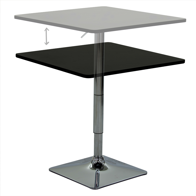 Τραπέζι μπαρ Vegas MDF μαύρο-πόδι χρωμίου 70x70x70-91.5εκ - Image 3