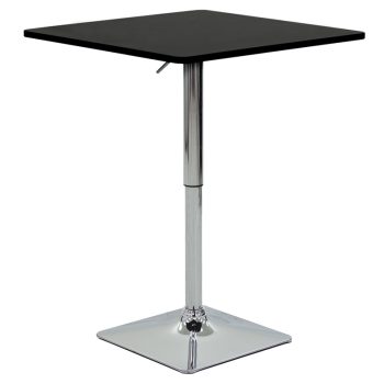 Τραπέζι μπαρ Vegas pakoworld MDF μαύρο-πόδι χρωμίου 70x70x70-91.5εκ 001-000074