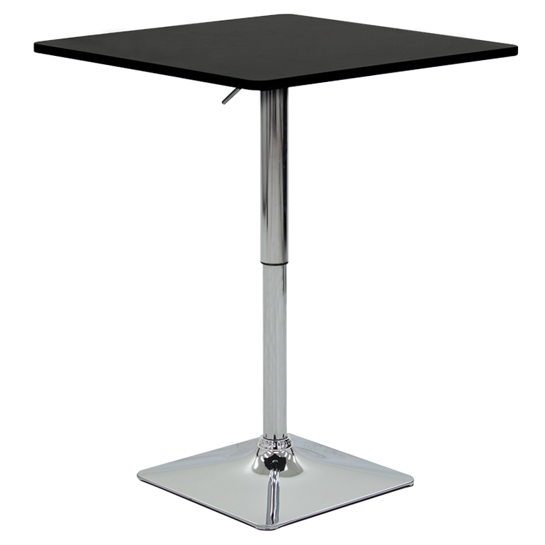 Τραπέζι μπαρ Vegas pakoworld MDF μαύρο-πόδι χρωμίου 70x70x70-91.5εκ 001-000074
