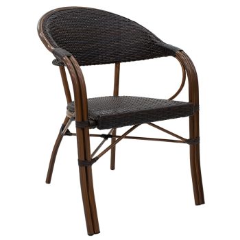 Πολυθρόνα Paula pakoworld μέταλλο-pe rattan καφέ 140-000029