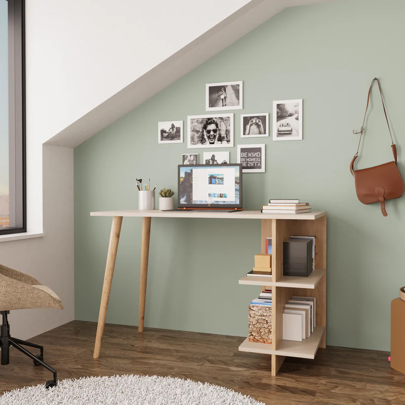 Γραφείο εργασίας Volet σε oak- sandstone απόχρωση 114x56x76εκ - Image 2