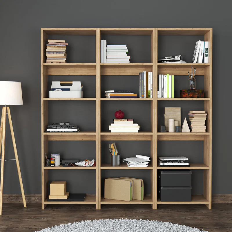 Βιβλιοθήκη Rabuku σε oak απόχρωση 146x22x160εκ - Image 2