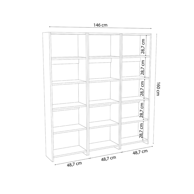 Βιβλιοθήκη Rabuku σε oak απόχρωση 146x22x160εκ - Image 3