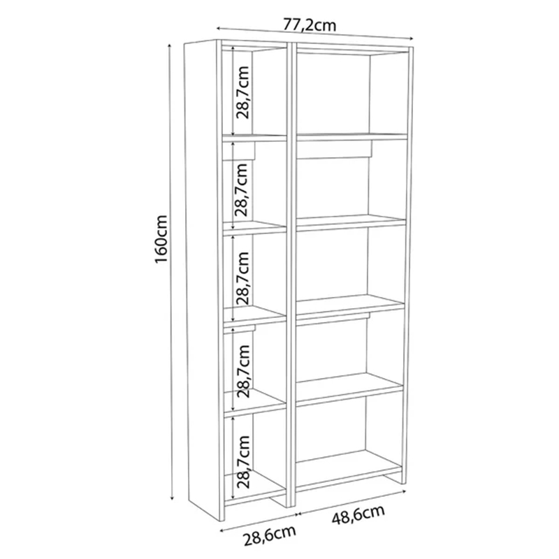 Βιβλιοθήκη Alkathi σε ανθρακί απόχρωση 77x22x160εκ - Image 3