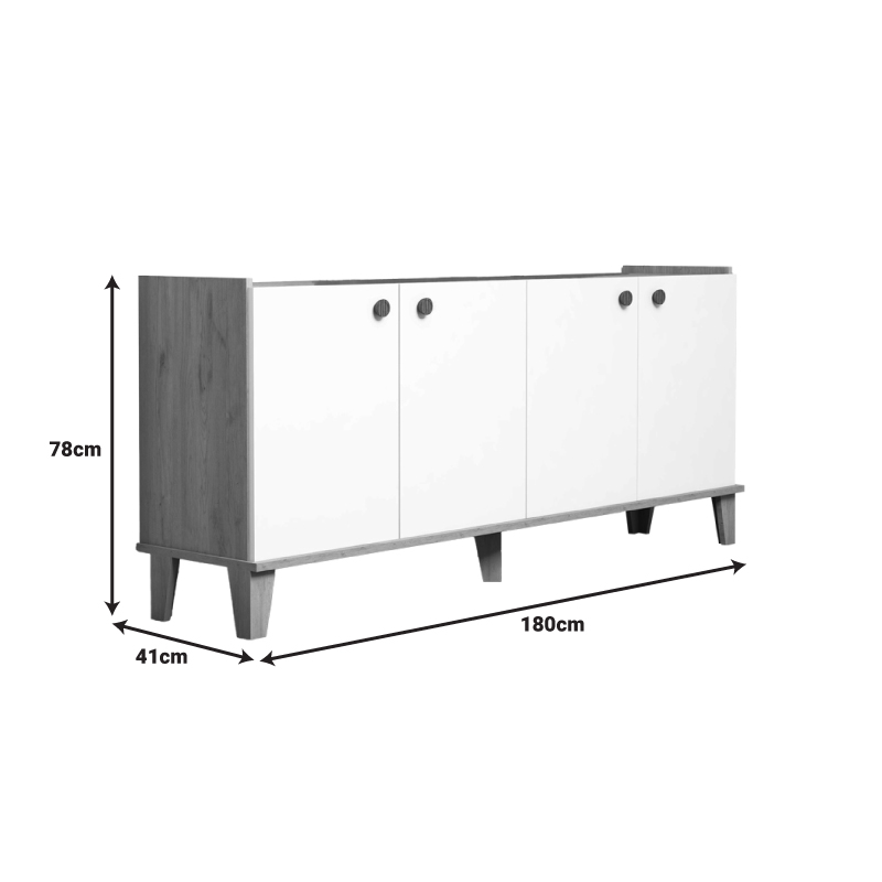 Μπουφές Lethak σε oak-λευκή απόχρωση 180x41x78εκ - Image 3