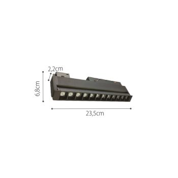 InLight Φωτιστικό LED 12W 4000K για μαγνητική ράγα σε μαύρη απόχρωση D:22cmX10,5cm (T01602-BL)