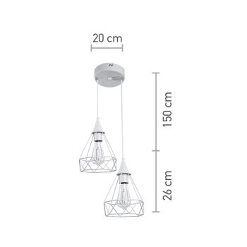 Alternative view of InLight Κρεμαστό φωτιστικό από λευκό μέταλλο 2XE27 D:20cm (4024-2-WH-ROSETTE)