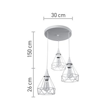 Alternative view of InLight Κρεμαστό φωτιστικό από λευκό μέταλλο 3XE27 D:30cm (4024-3-WH-ROSETTE)