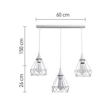 Alternative view of InLight Κρεμαστό φωτιστικό από λευκό μέταλλο 3XE27 D:60cm (4024-3-WH-RAIL)