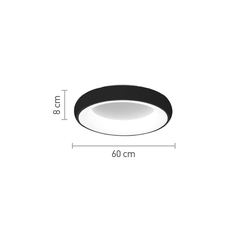 InLight Πλαφονιέρα οροφής LED 110W 3CCT (by tuya) από μαύρο και λευκό ακρυλικό D:60W (42020-A-Black) - Image 2