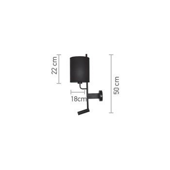 Alternative view of InLight Επιτοίχιο φωτιστικό LED 3W 3000K και 1ΧΕ27 σε λευκή απόχρωση με υφασμάτινο καπέλο (43028-WH)