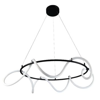 InLight Κρεμαστό φωτιστικό LED 80W 3000K από μαύρο μέταλλο και σωλήνα σιλικόνης D:80cm (6016-Α)