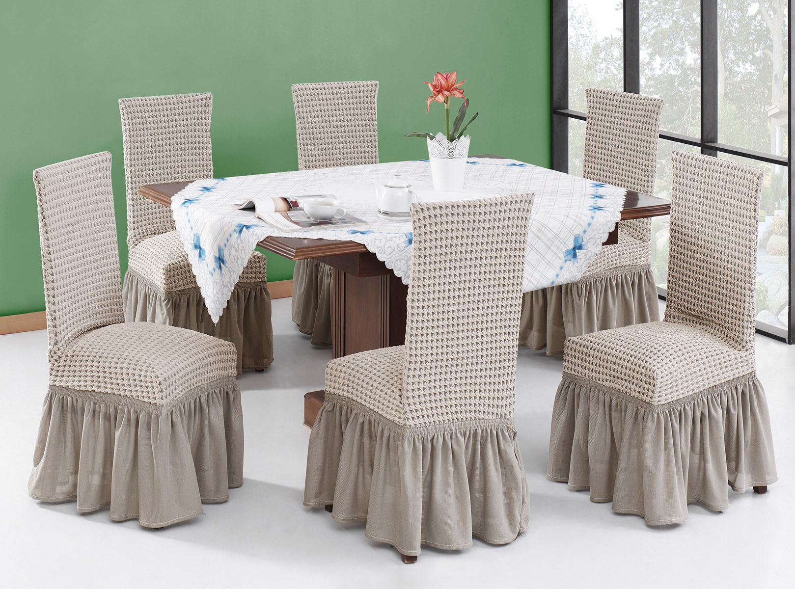 Beauty Home Ελαστικά καλύμματα καρέκλας σετ 6τμχ Art 8601 Μπεζ