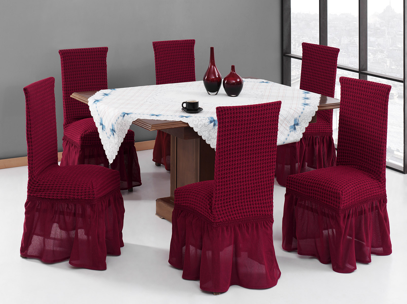 Beauty Home Ελαστικά καλύμματα καρέκλας σετ 6τμχ Art 8601 Μπορντό