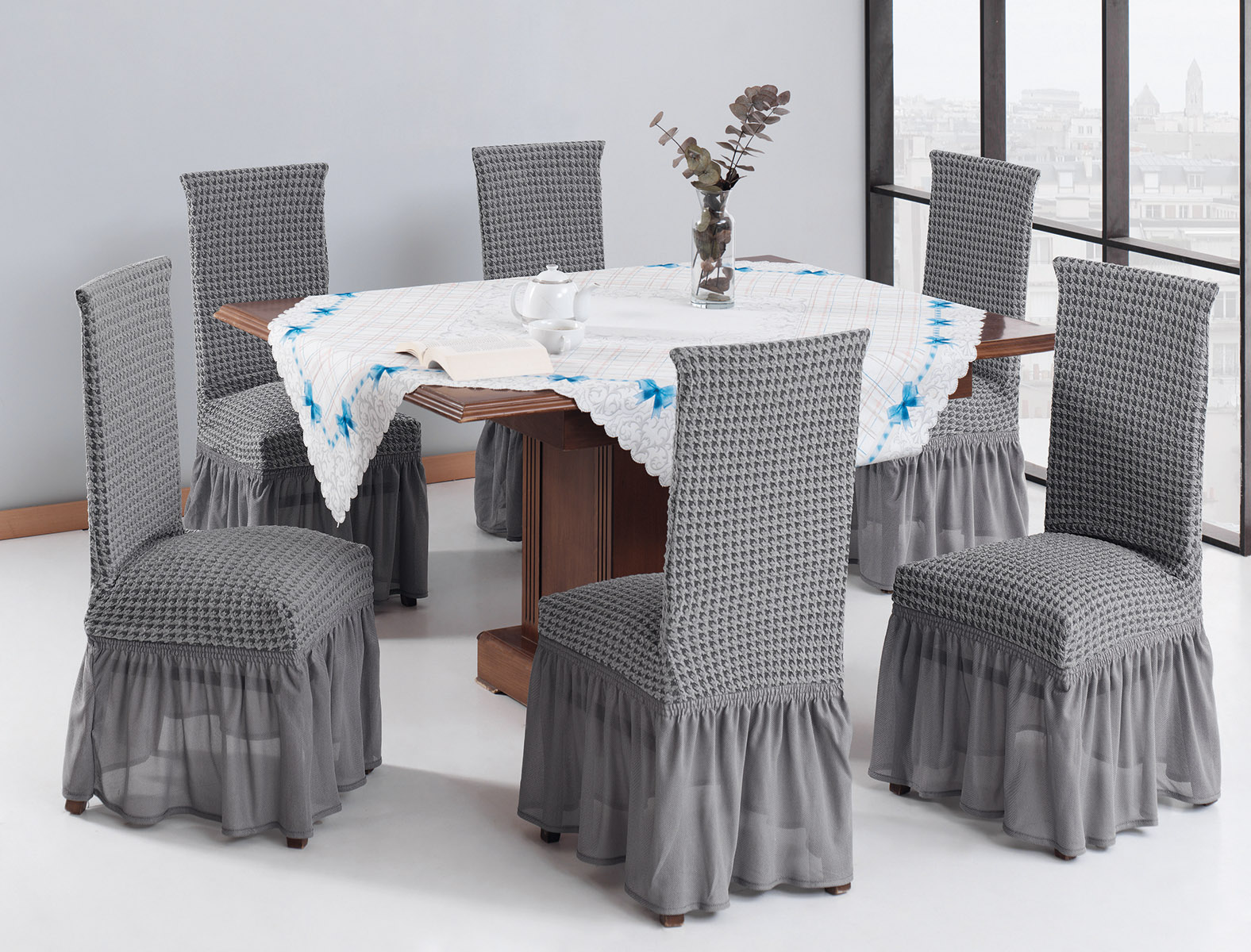 Beauty Home Ελαστικά καλύμματα καρέκλας σετ 6τμχ Art 8601 Γκρι