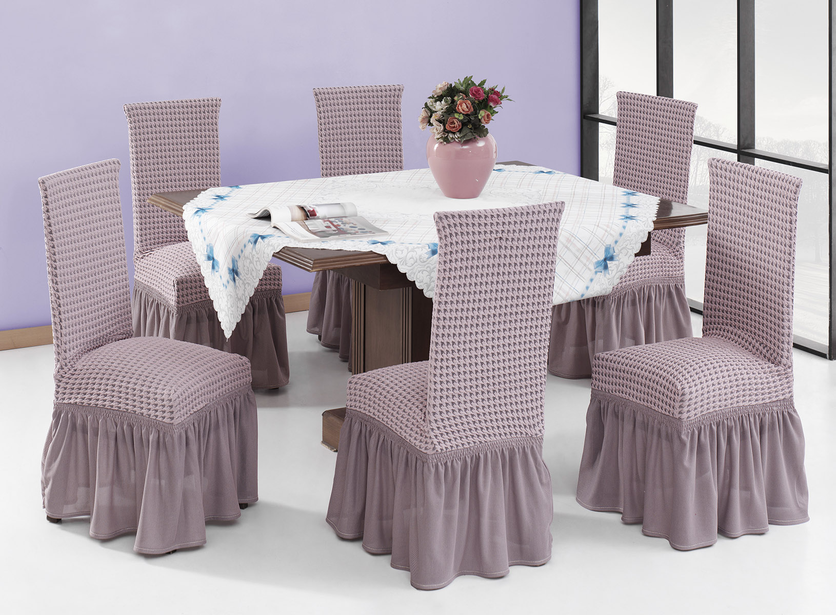 Beauty Home Ελαστικά καλύμματα καρέκλας σετ 6τμχ Art 8601 Λιλά