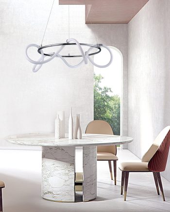 Alternative view of InLight Κρεμαστό φωτιστικό LED 80W 3000K από χρώμιο μέταλλο και σωλήνα σιλικόνης D:80cm (6017-A-CH)