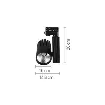 Alternative view of InLight Σποτ τριφασικής ράγας LED 30W 3000K σε μαύρη απόχρωση D:10cmX20cm (T00801-BL)