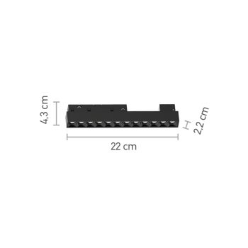 Alternative view of InLight Φωτιστικό LED 12W 4000K για μαγνητική ράγα σε μαύρη απόχρωση D:22cmX4,3cm (T01302-BL)
