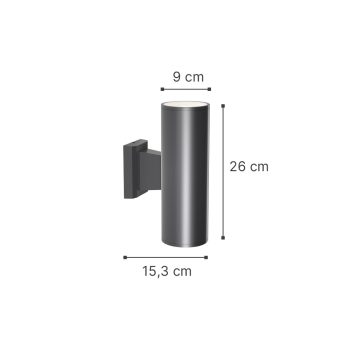 Alternative view of it-Lighting Winnipeg 2xΕ27 Outdoor Up-Down Wall Lamp Anthracite D:15.3cmx26cm (80203444)