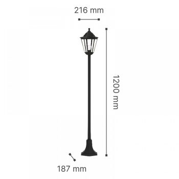 it-Lighting Redfish 1xE27 Outdoor Pole Light Black D 120cmx21.6cm (80500214) 2