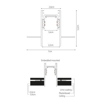Alternative view of InLight Χωνευτή μαγνητική ράγα σε μαύρη απόχρωση D:1m (TR009-BL)
