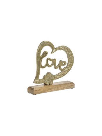 ΔΙΑΚΟΣΜΗΤΙΚΗ ΕΠΙΤΡΑΠΕΖΙΑ ΚΑΡΔΙΑ LOVE ΜΕΤΑΛΛΙΚΗ/ΞΥΛΙΝΗ ΧΡΥΣΗ/NATURAL 22Χ5Χ21