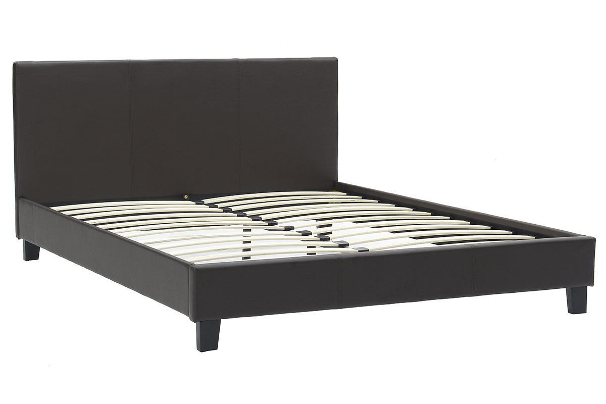 Κρεβάτι Nevil διπλό 150x200 PU σκούρο καφέ ματ - Image 3