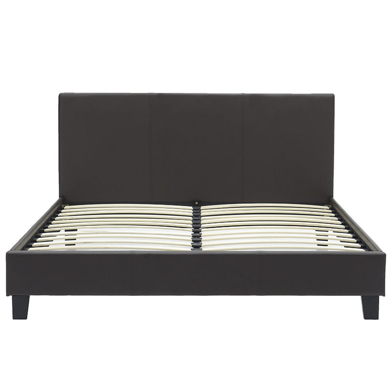 Κρεβάτι Nevil διπλό 150x200 PU σκούρο καφέ ματ - Image 4