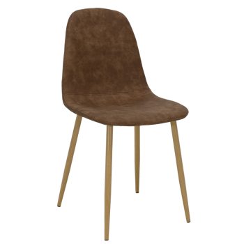 Καρέκλα Bella pakoworld PU καφέ antique-φυσικό πόδι 029-000019