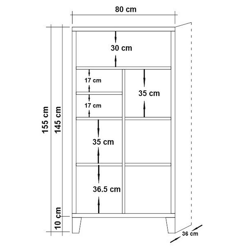 Βιβλιοθήκη PWF-0181-7 σε χρώμα πεύκου 80x36x155εκ - Image 5